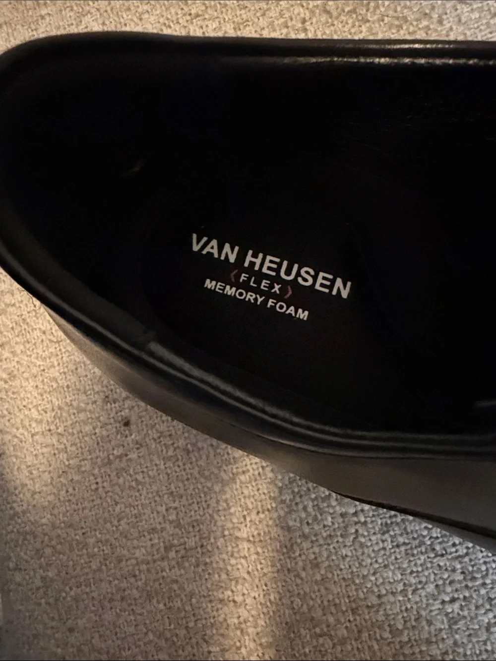 Van Heusen Black Leather Cap-Toe Derby Shoes